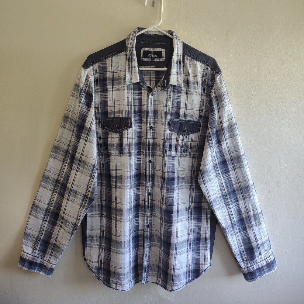 Y2K Buffalo David Bitton Western Plaid Shirt *Men's XL Long Sleeve